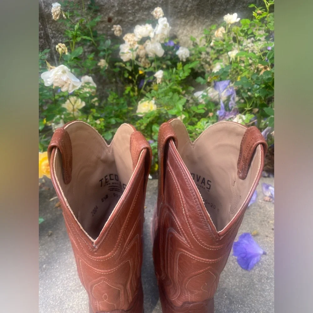 Tecovas Brown Ostrich Heeled Boots - Picture 6 of 10